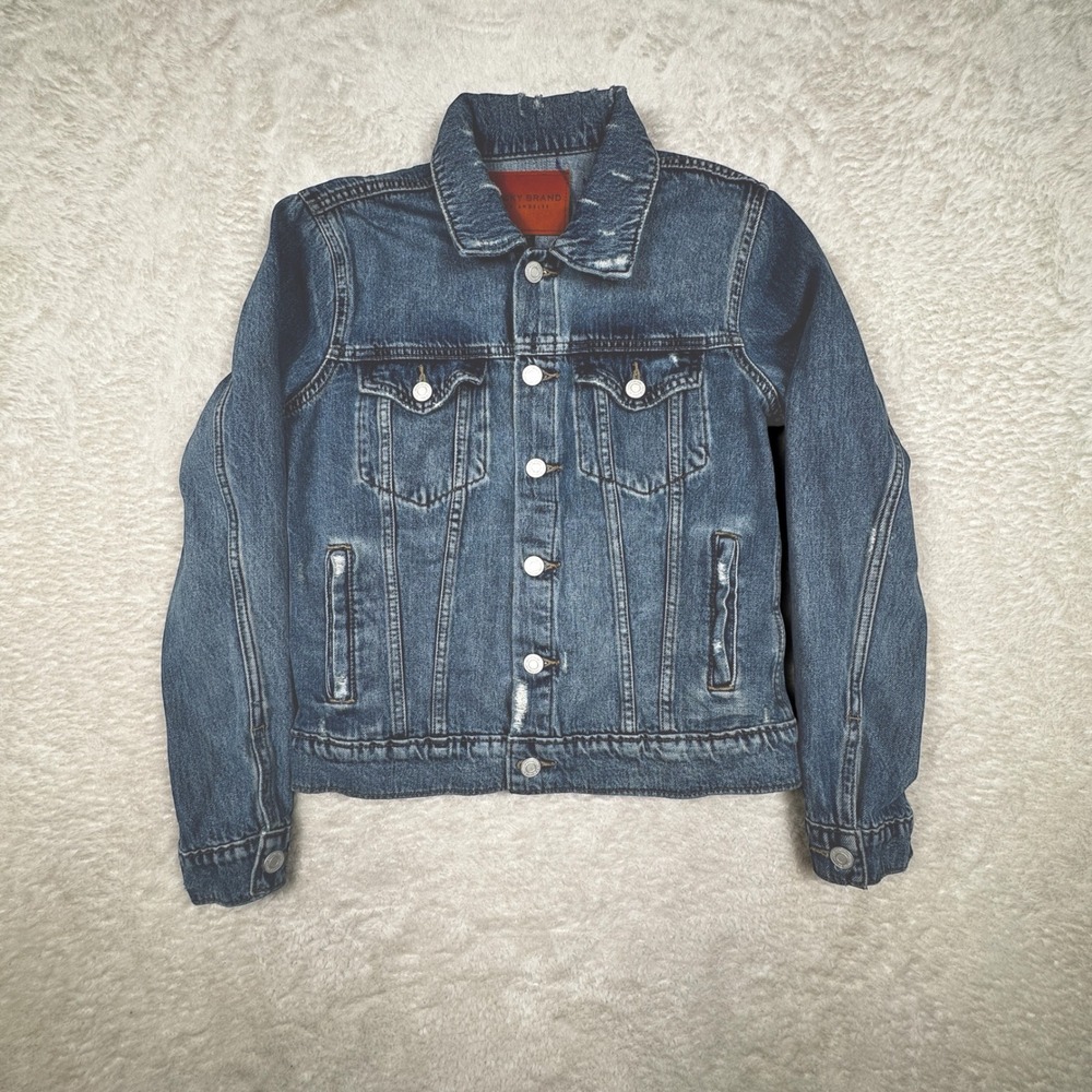 Lucky Brand Tomboy Trucker Jacket Women S Blue Denim Distressed Classic Western